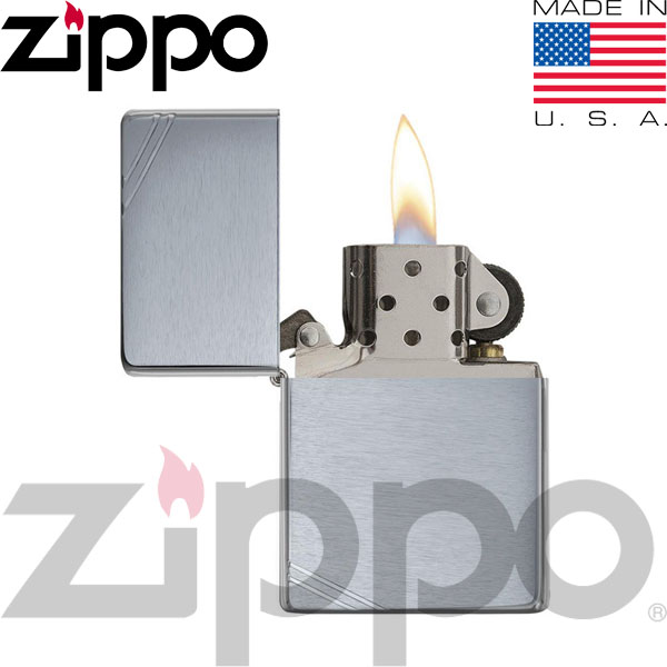 230 Vintage Brushed Chrome Fin Zippo Lighter